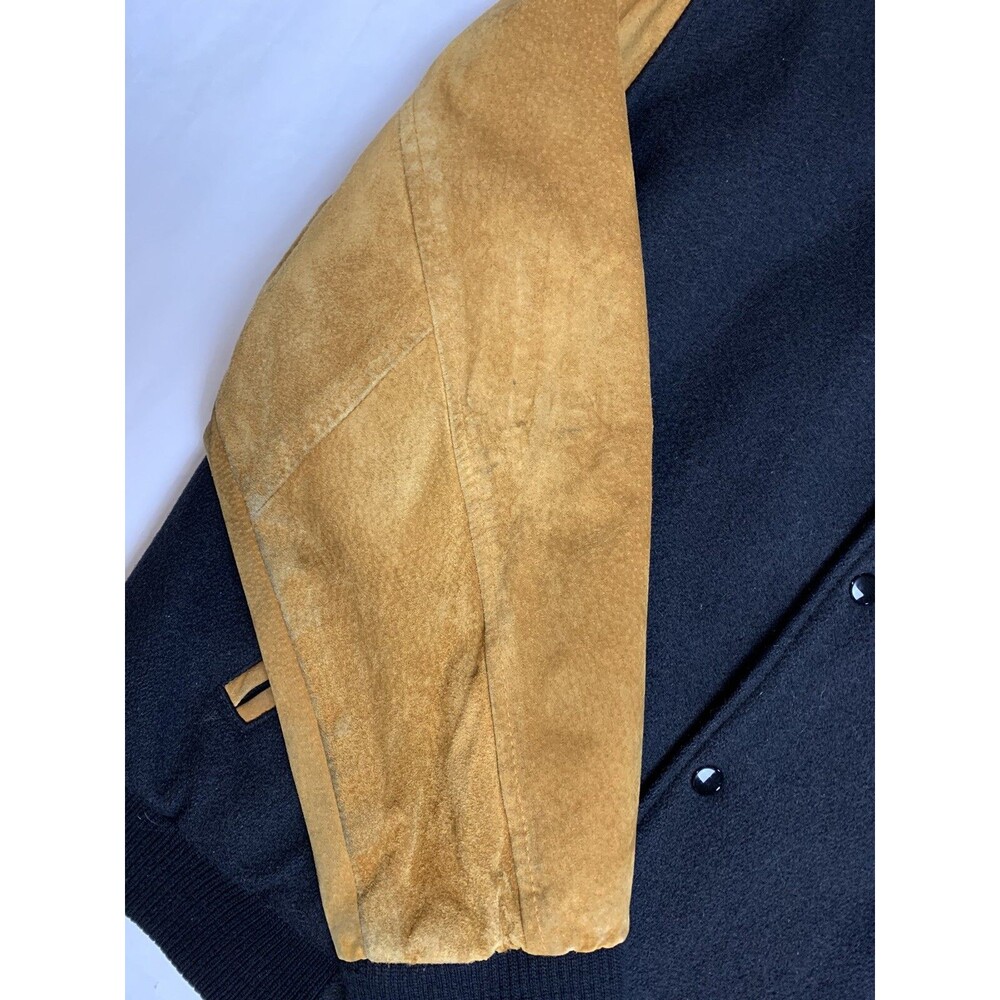 Vintage Walt Disney Studios Leather Wool Bomber Jacket Mickey Mouse M - HTF - Picture 9 of 15